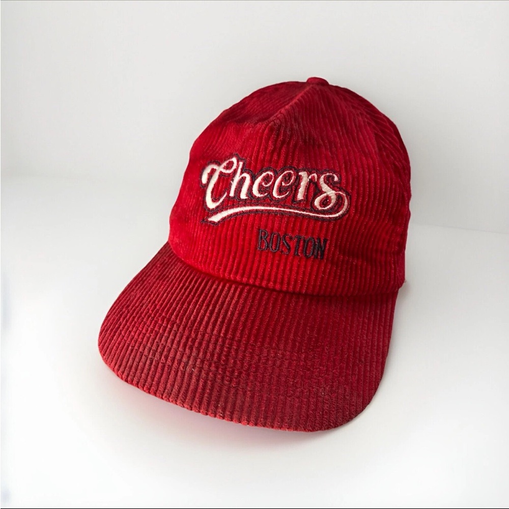 Boston Cheers Red Corduroy Snapback Hat 1991 Vintage Made In USA